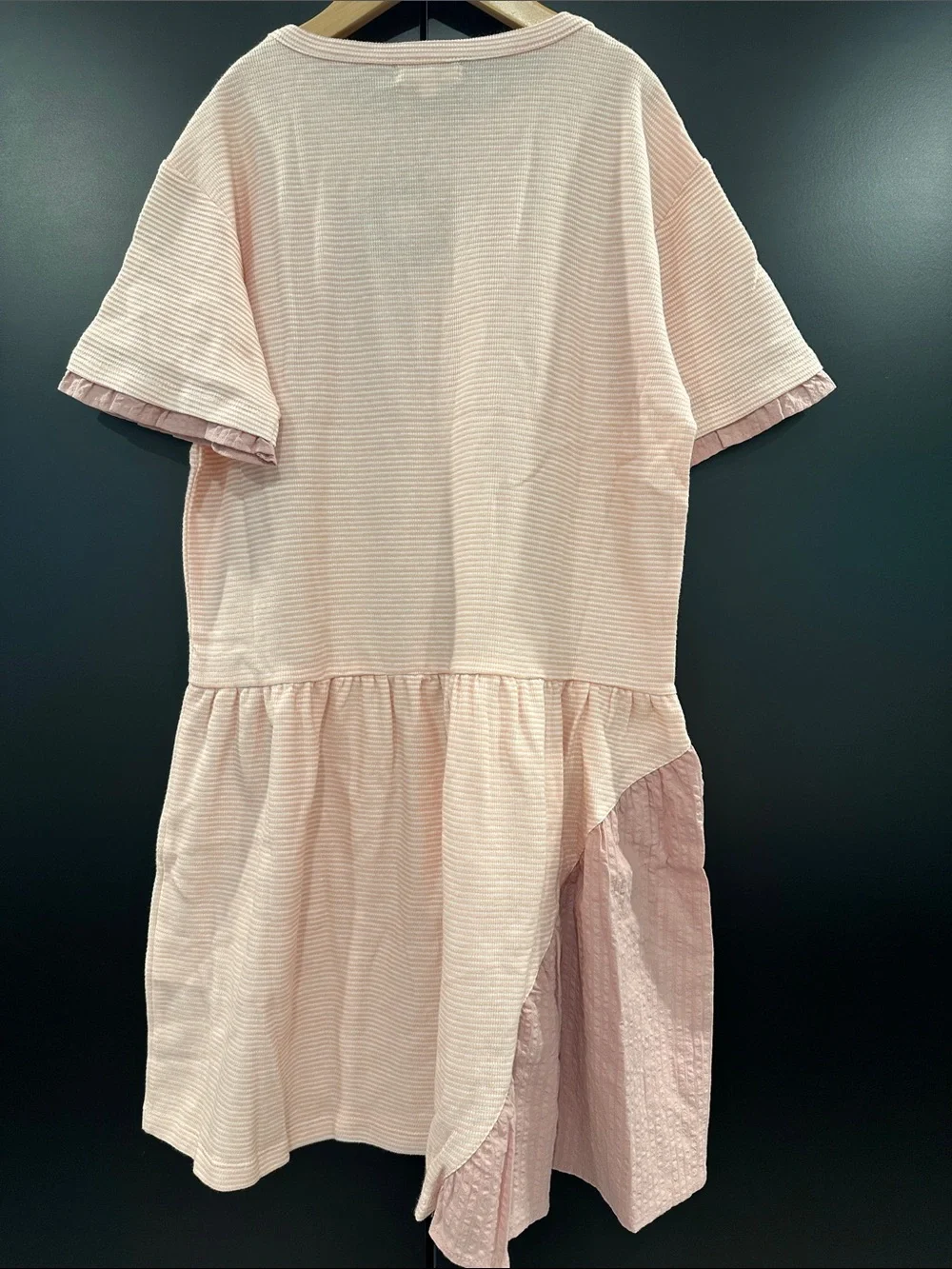 NEW The Sunday Collective Pink Striped Short‎ Sleeve Dress